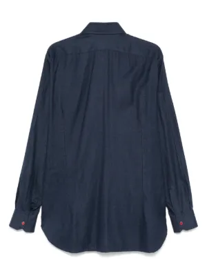 17万 新品★Kiton キートン【水色 細かい鱗模様】総手縫い★長袖シャツ 17万 新品☆Kiton キートン【水色 細かい鱗模様】総手縫い☆長袖