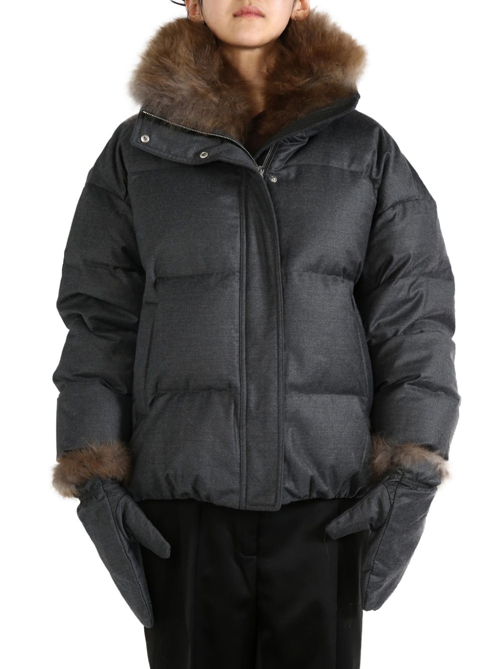 faux-fur trimmed puffer jacket