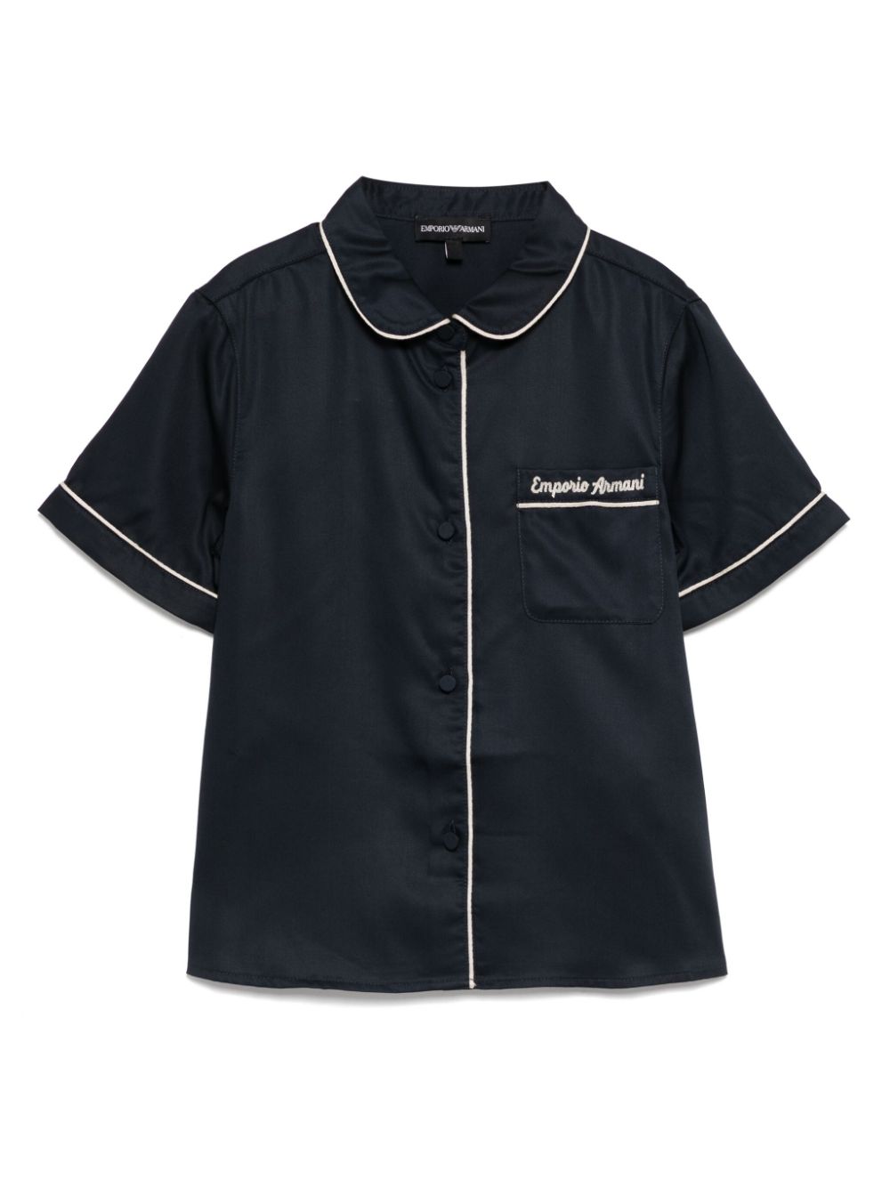 Emporio Ar i Kids Shirt met geborduurd logo Blauw