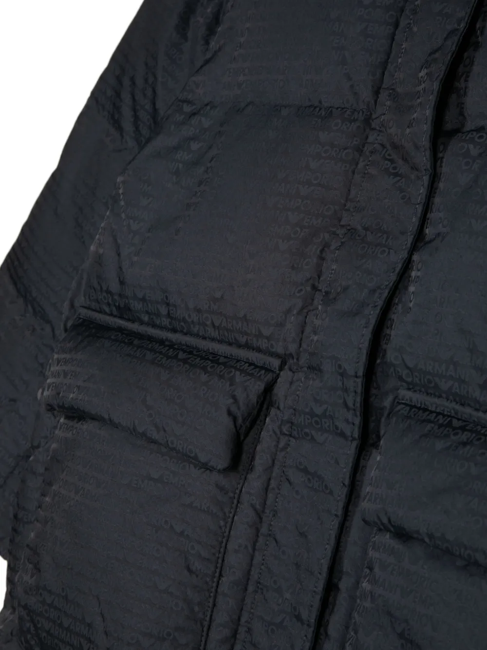 Emporio Armani Kids Gewatteerd jack met monogram Blauw
