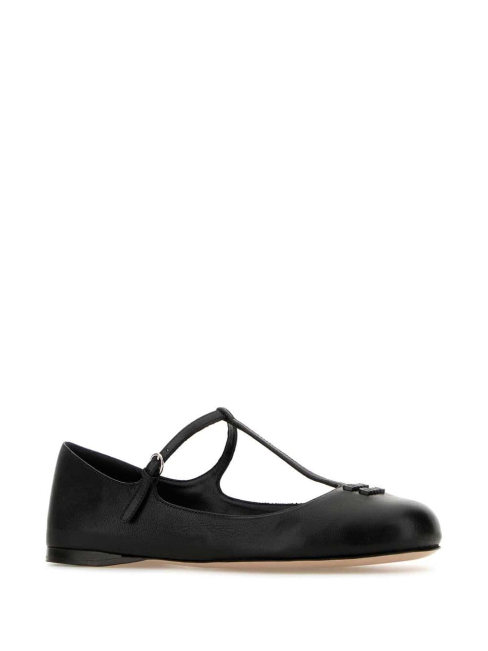 Miu Miu leather ballerina shoes - Zwart