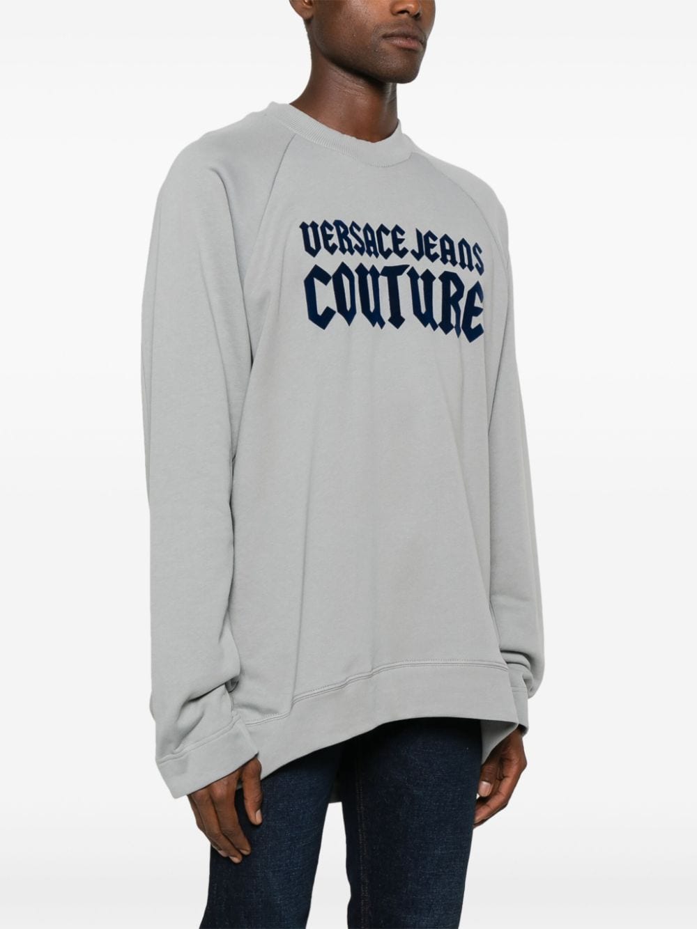 Shop Versace Jeans Couture Cotton Fleece Sweatshirt In Grey