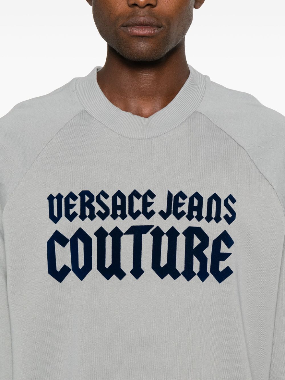 Shop Versace Jeans Couture Cotton Fleece Sweatshirt In Grey