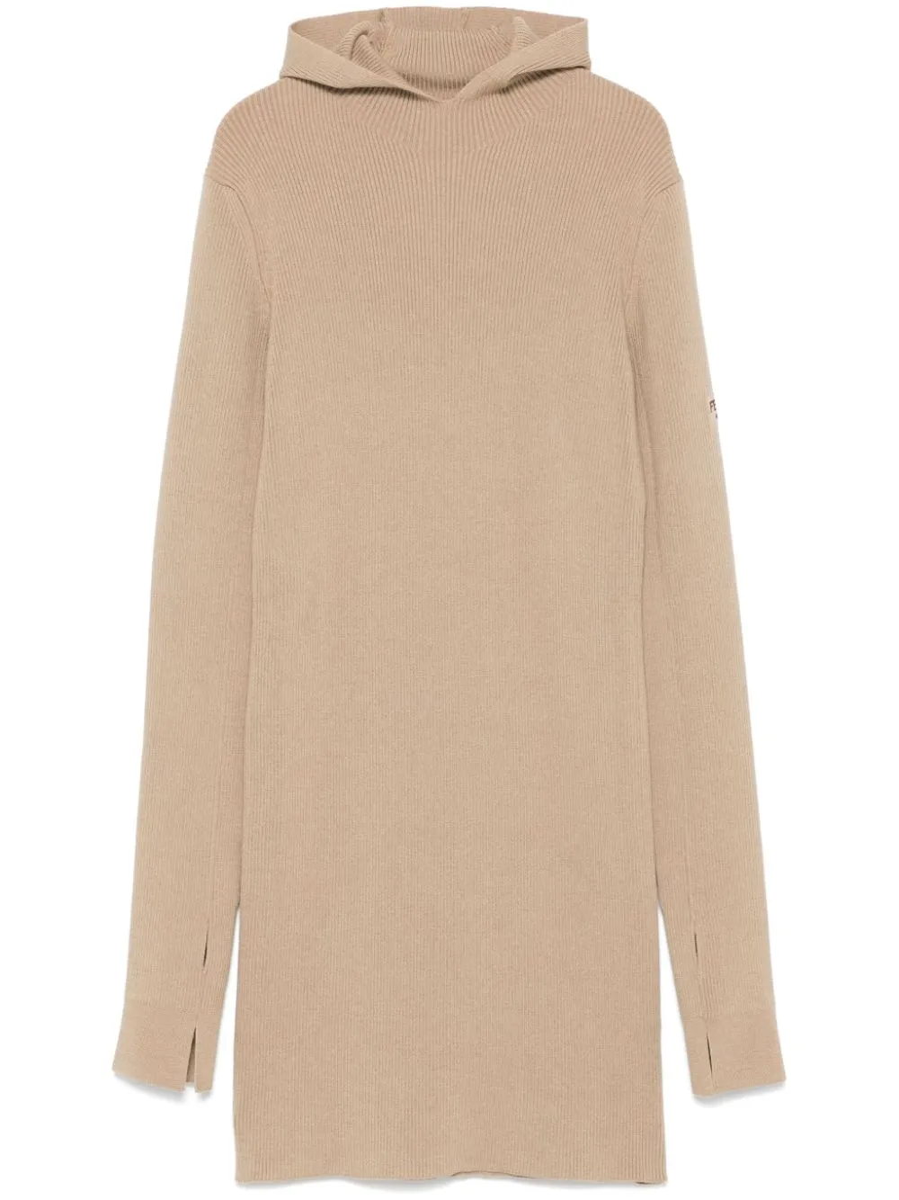 Shop Fendi Hooded Mini Dress In Neutrals