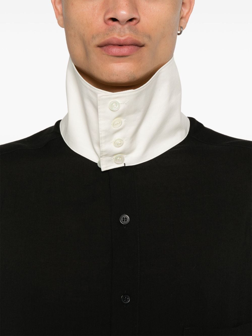 Shop Yohji Yamamoto Contrasting-collar Shirt In Black