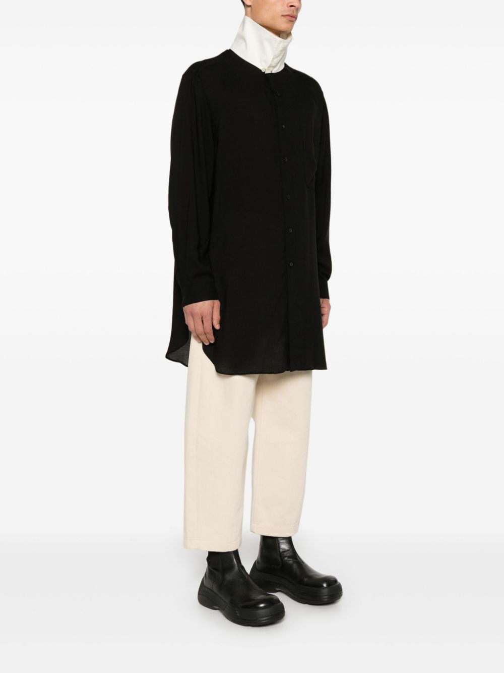 Shop Yohji Yamamoto Contrasting-collar Shirt In Black