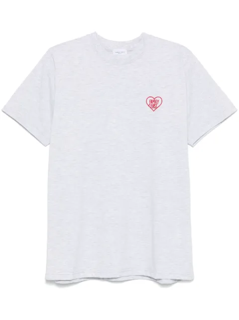 Family First heart-embroidered T-shirt