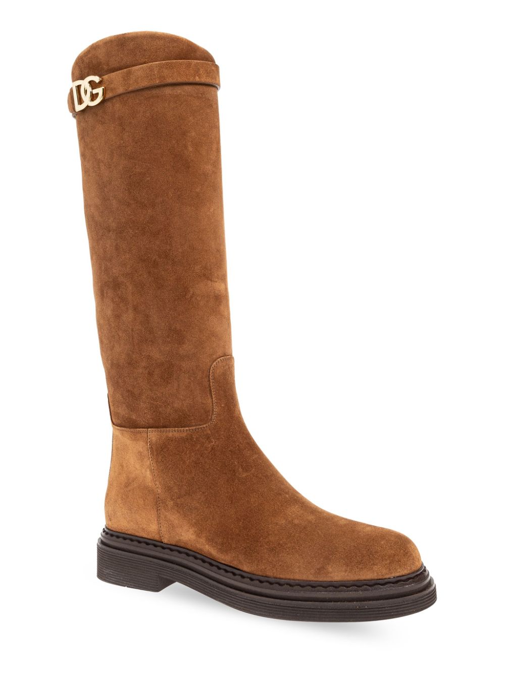 Shop Dolce & Gabbana Dg-logo Suede Boots In Brown