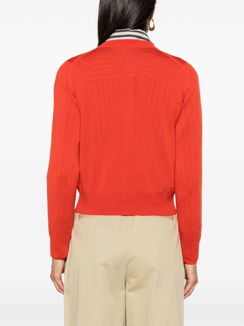 Shop Maison Kitsuné Bold Fox Head Cardigan In Orange