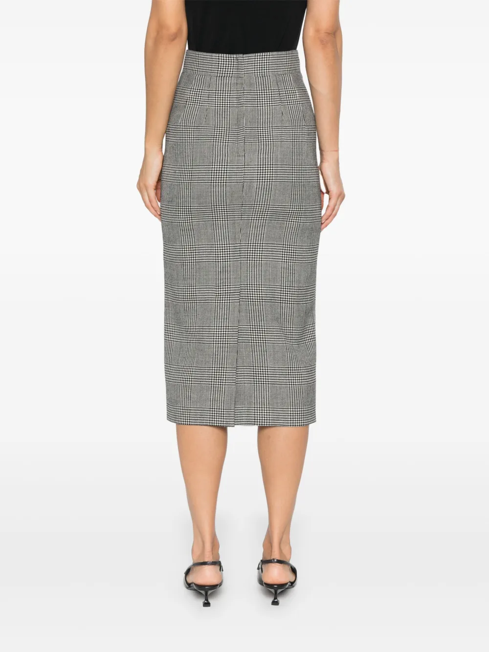 Dolce & Gabbana Midi-rok met pied-de-poule print Zwart
