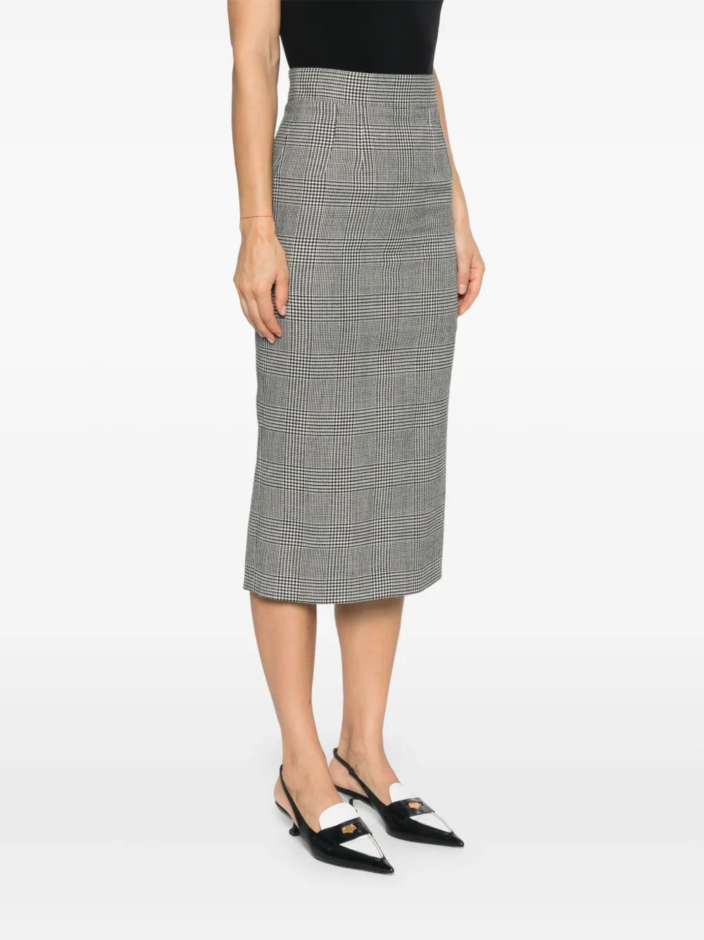 Dolce & Gabbana Midi-rok met pied-de-poule print Zwart