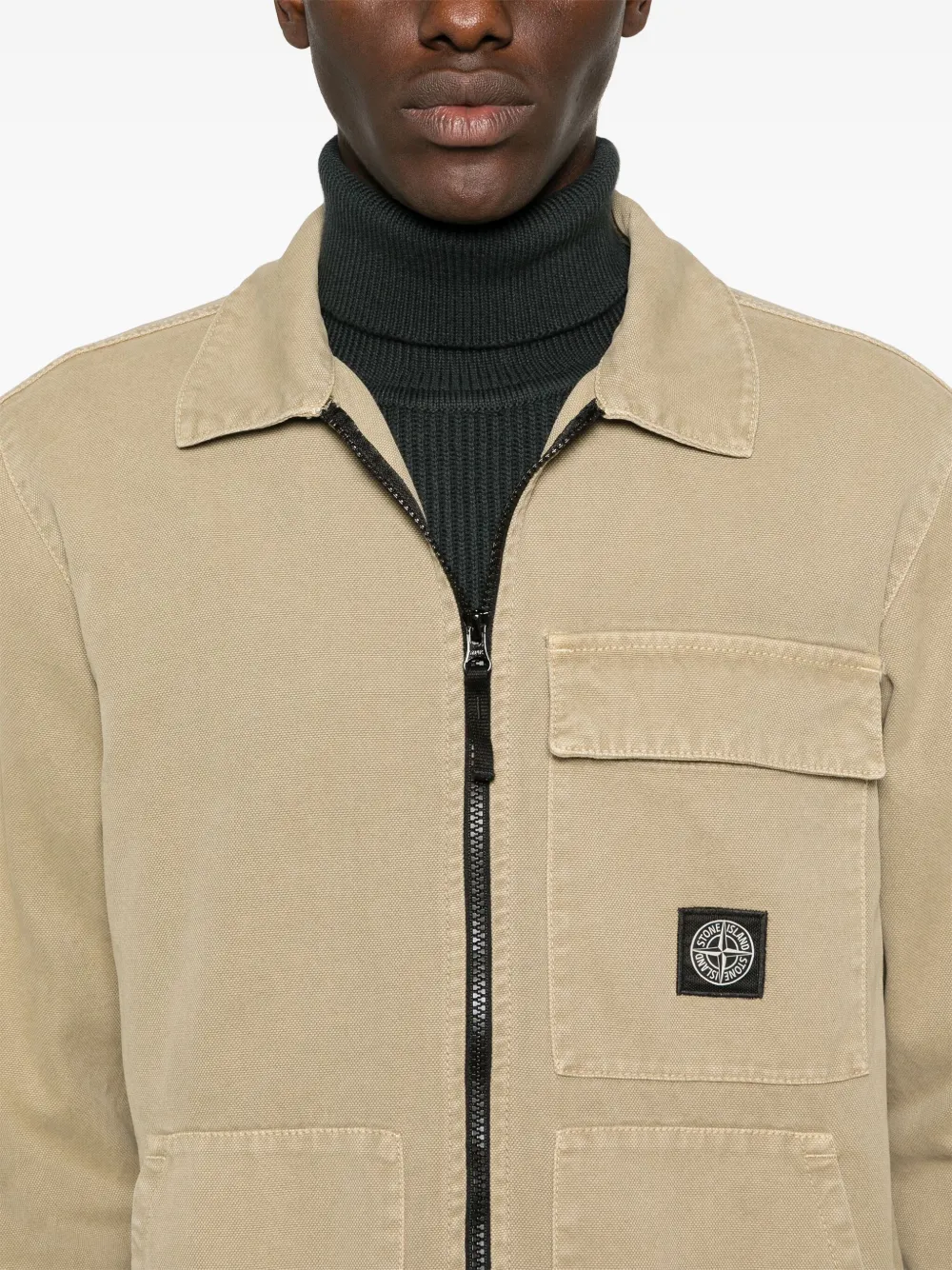 Stone Island Overhemd met logopatch Beige
