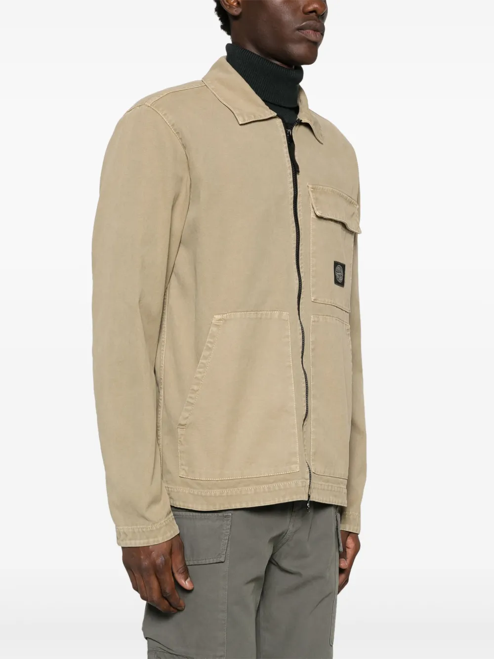 Stone Island Overhemd met logopatch Beige