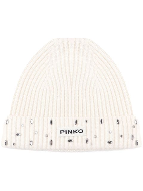 PINKO logo-patch beanie hat