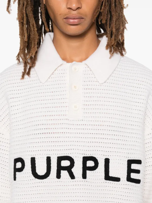 Purple Brand logo-embroidered Polo Sweater | White | FARFETCH CA