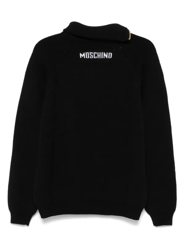 MOSCHINO - MOSCHINO アシンメトリー　Vネックニット Moschino アシンメトリーネック セーター | ブラック | FARFETCH JP
