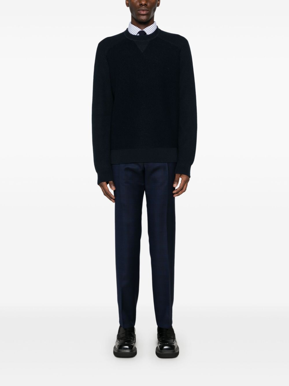 Shop Hugo Boss Panelled Sweater In Blue