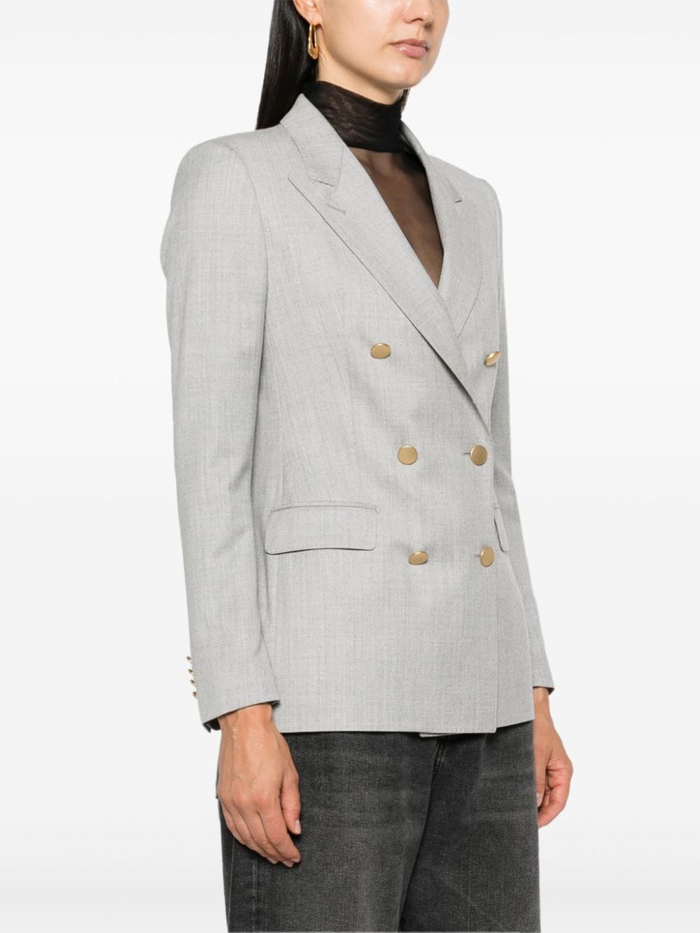 Shop Tagliatore Mélange Blazer In Grey