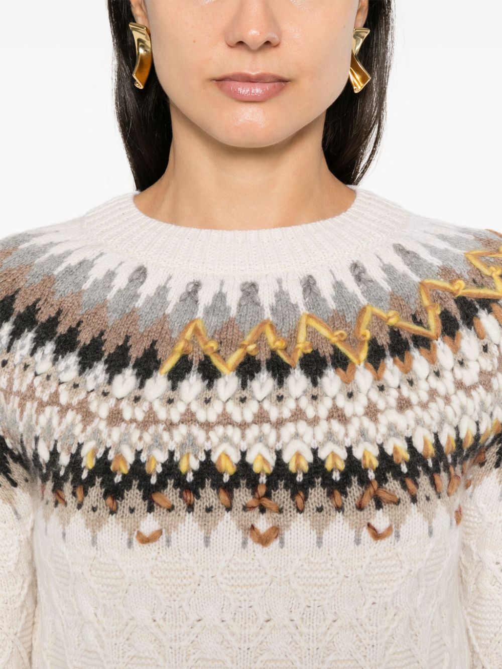 Ermanno Scervino Sweater met print Beige