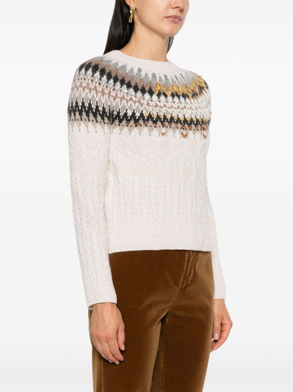 Ermanno Scervino Sweater met print Beige