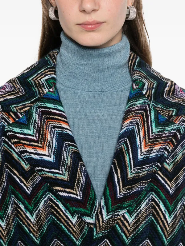 Missoni - Multicolor Chevron Wool & Cotton Ribbed Cardigan
