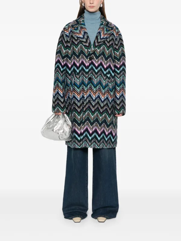 Missoni chevron-knit Coat | Blue | FARFETCH