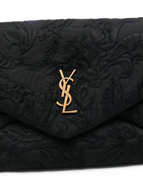 バッグ Louren flower jacquard clutch bag Saint Laurent floral-jacquard Clutch Bag | Black | FARFETCH
