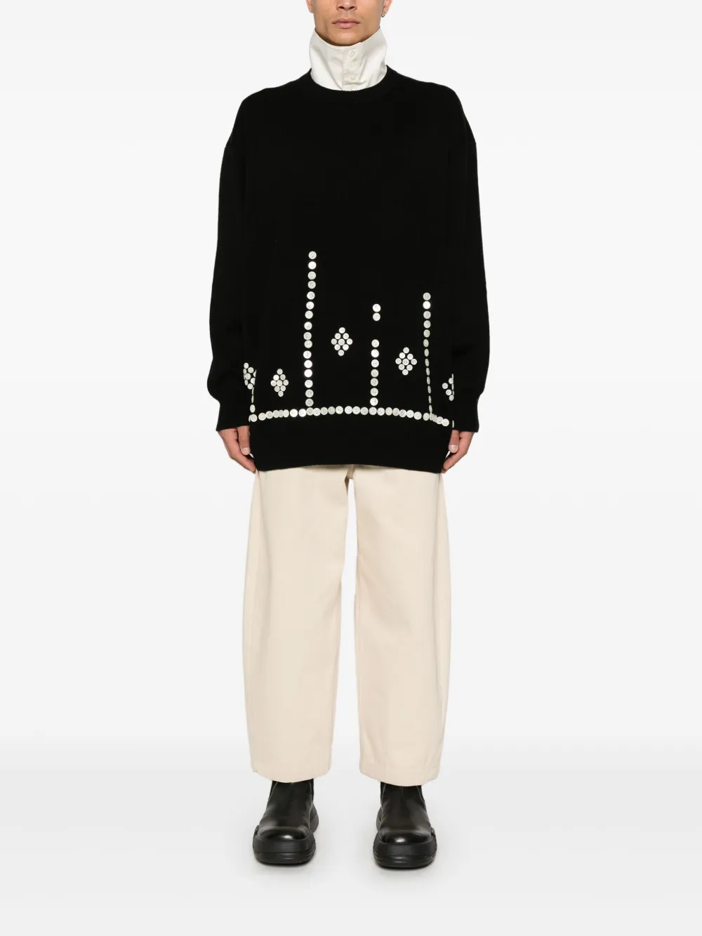 commedesgarçonshommeplus Comme des Garçons Homme Plus Trui met knoopdetail - Zwart