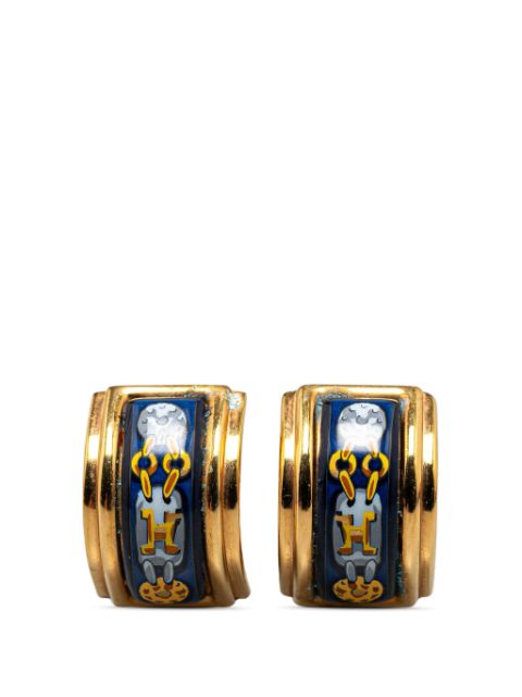 Hermes 20th Century Cloisonne Enamel Clip On costume earrings Women