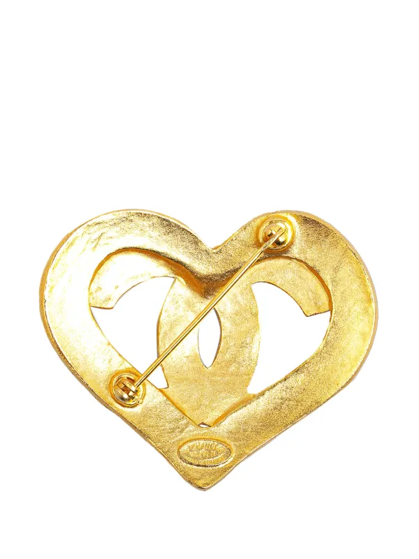 極美品CHANEL 1995年ココマークヴィンテージ ハートブローチゴールド