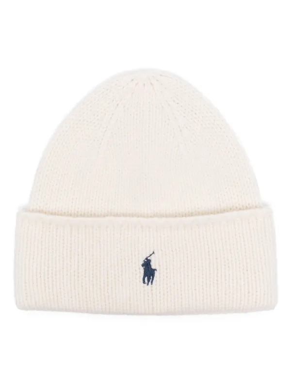 Polo Ralph Lauren Polo Pony-embroidered Beanie Hat in Neutrals