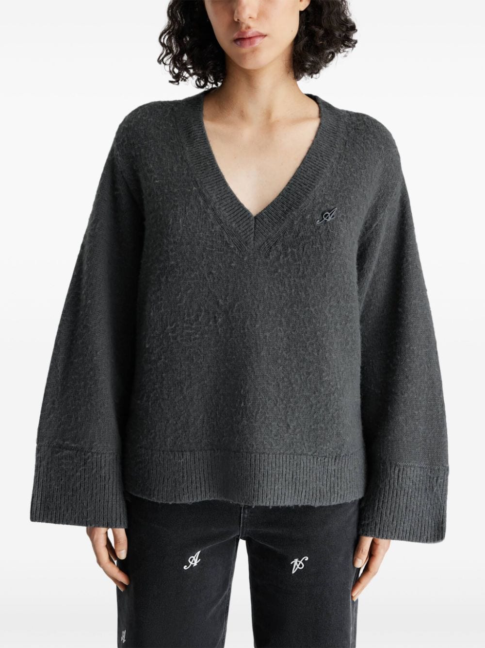 Shop Axel Arigato Rain V-neck Jumper In Grey