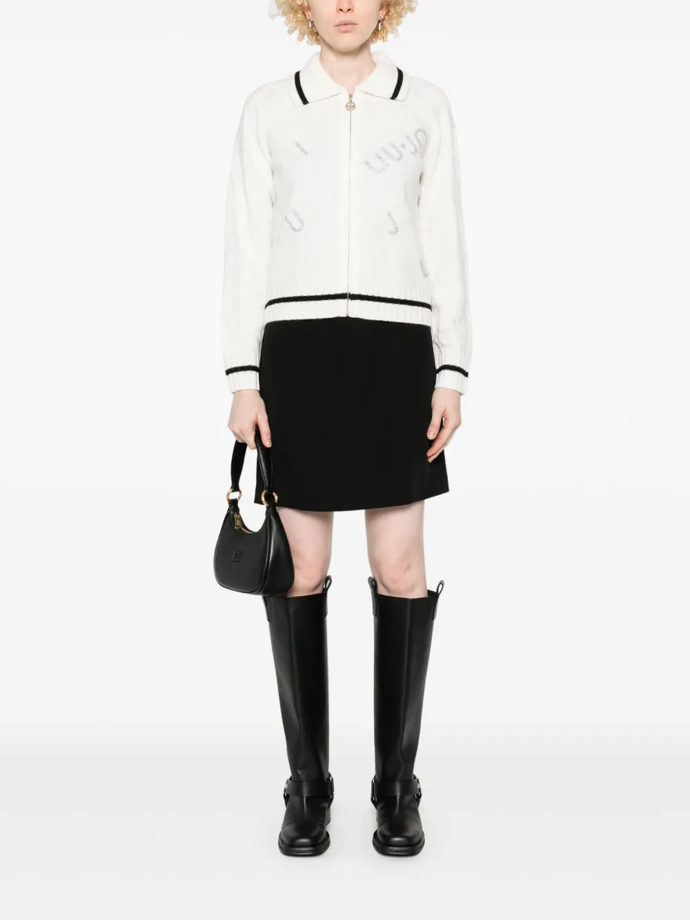 LIU JO logo-embroidered cardigan - Beige