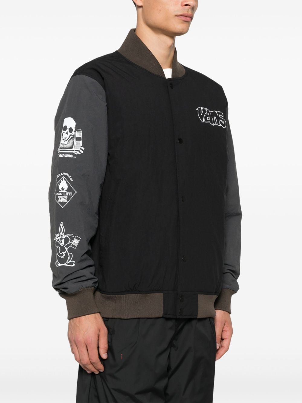 Shop Vans Crazy Edge Bomber Jacket In Black