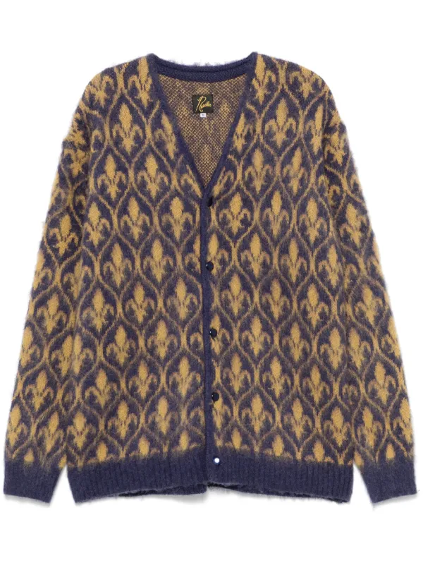 Needles patterned-jacquard Cardigan | Purple | FARFETCH BN