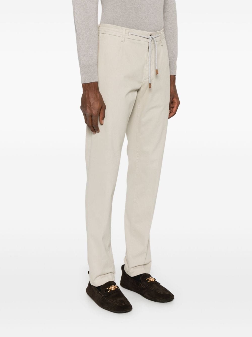 Shop Eleventy Tapered Trousers In Neutrals