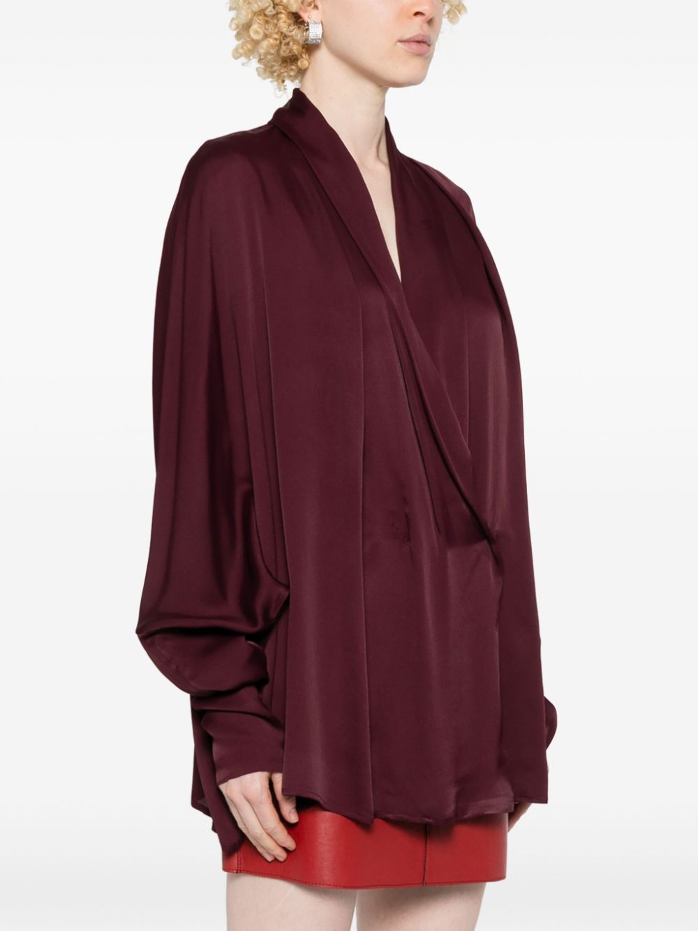 Shop Genny Satin Blouse In Purple