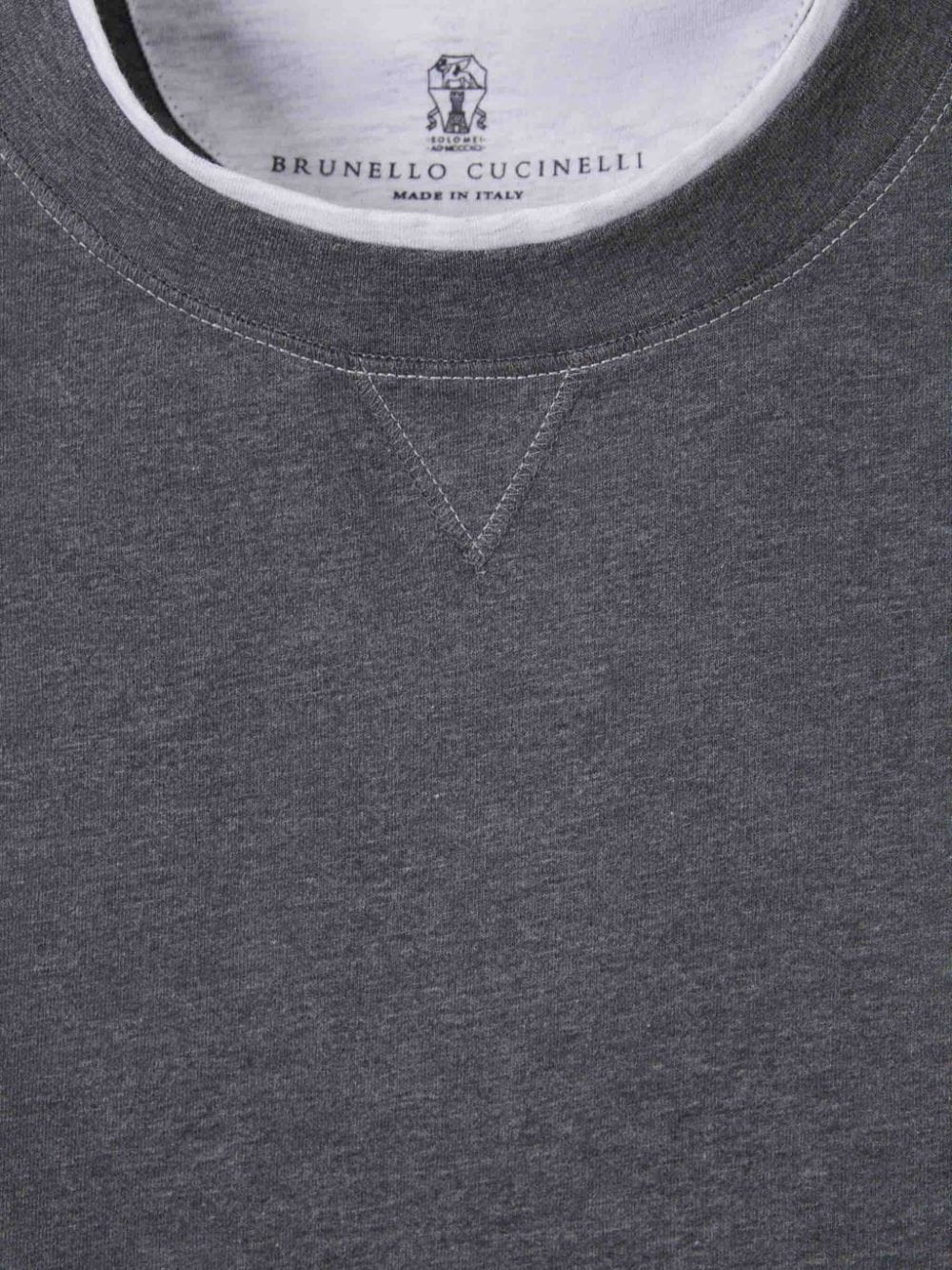 Shop Brunello Cucinelli Logo-print T-shirt In Grey