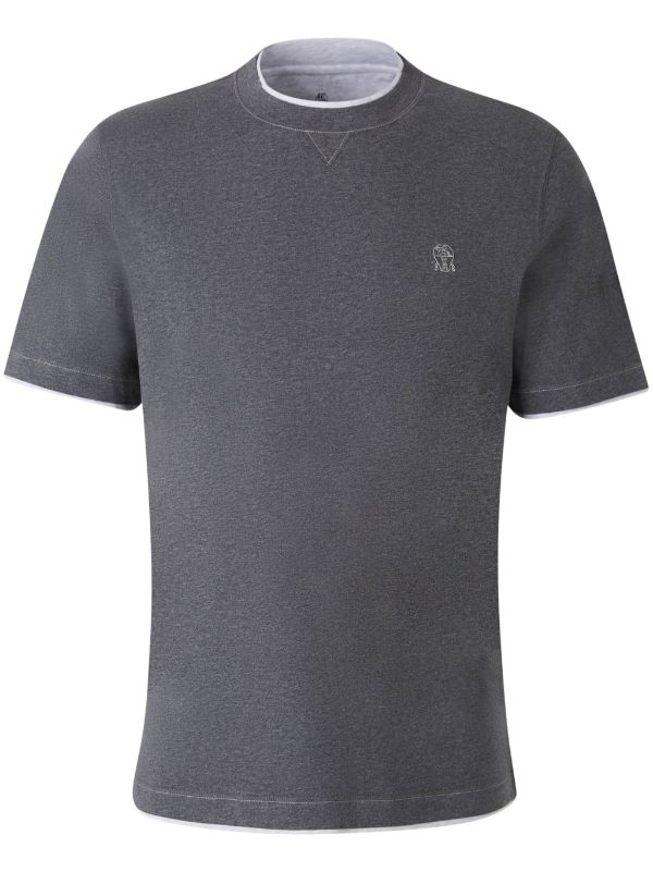 Brunello Cucinelli logo-print T-shirt | Grey | FARFETCH AO