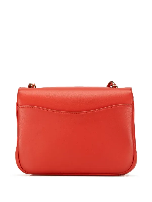 CHANEL Pre-Owned 2019 Lambskin CC Mania Flap Crossbody Bag | Red