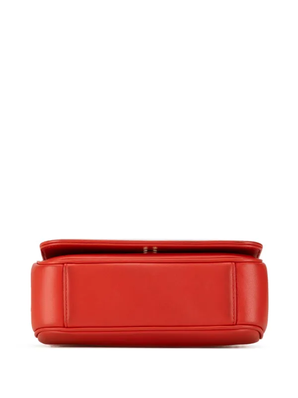 CHANEL Pre-Owned 2019 Lambskin CC Mania Flap Crossbody Bag | Red
