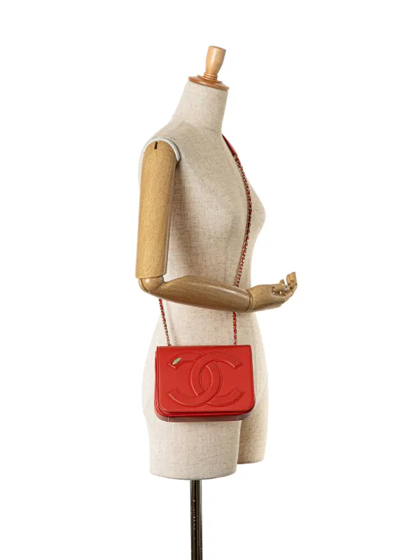 CHANEL Pre-Owned 2019 Lambskin CC Mania Flap Crossbody Bag | Red