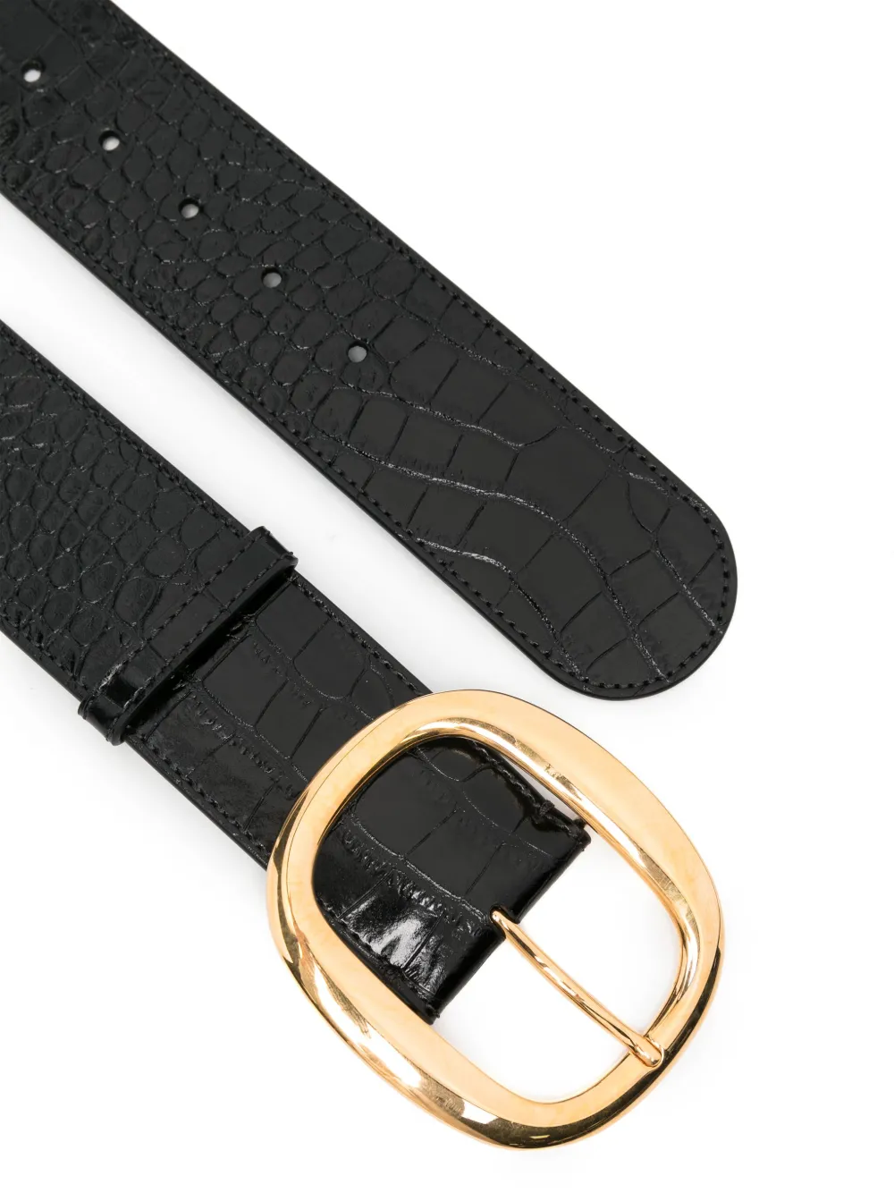 TOM FORD Riem met krokodillen-reliëf - Zwart