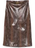 TWINSET lizard-skin effect midi skirt - Brown