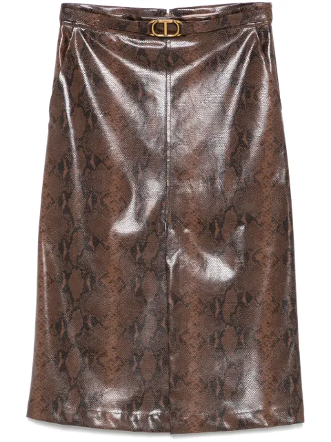 TWINSET falda midi con efecto de piel de lagarto