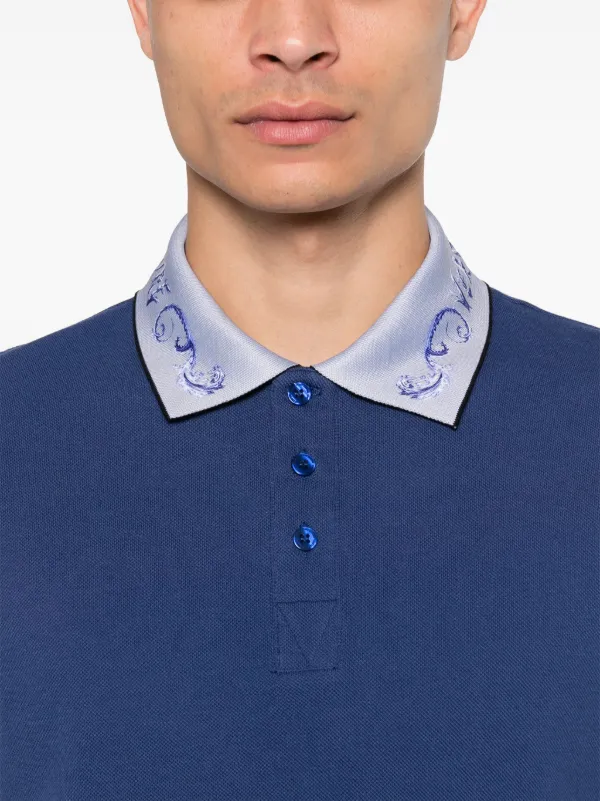 VERSACE JEAN CULTUREネイビー ポロシャツ メダリオンジッパー