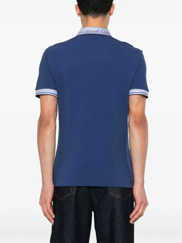 VERSACE JEAN CULTUREネイビー ポロシャツ メダリオンジッパー