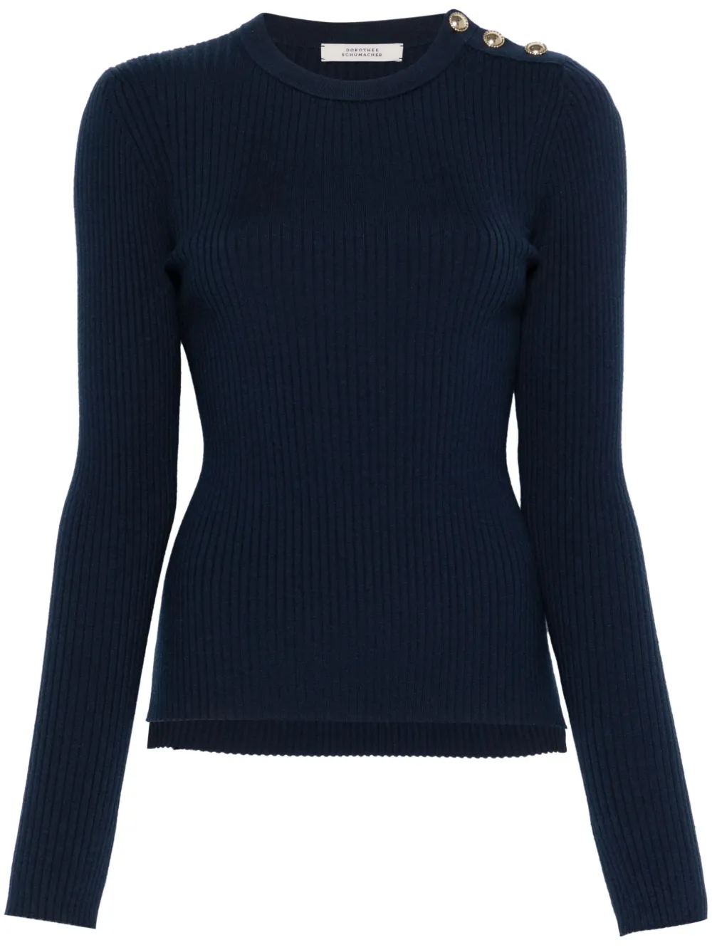 buttoned-shoulder sweater