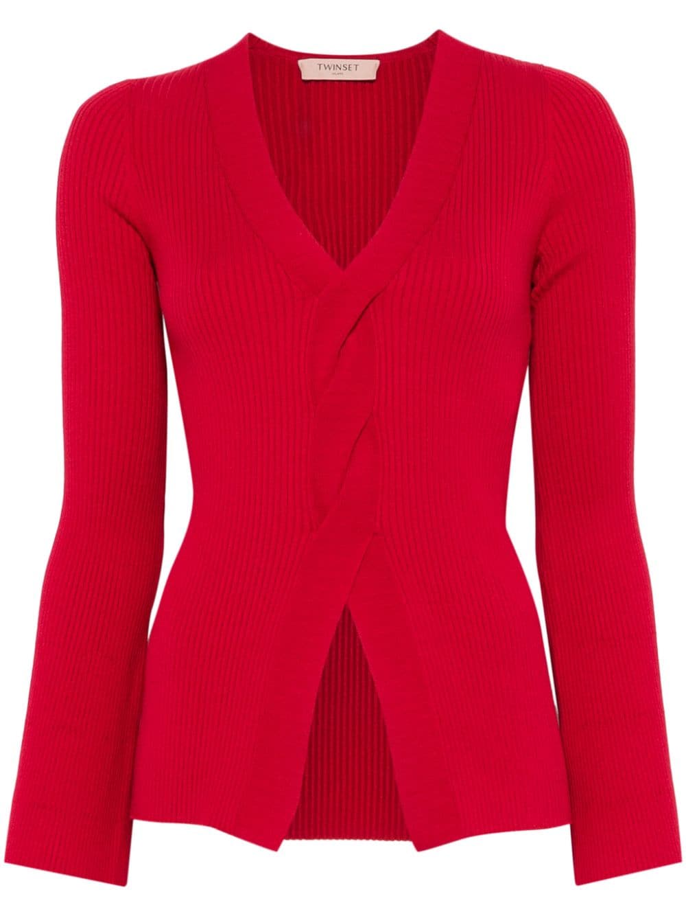 TWINSET Geribbelde trui met gedraaid detail Rood