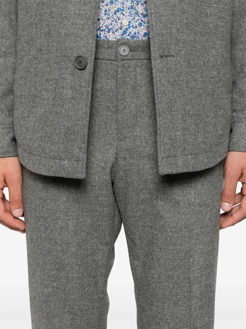 BOSS Flanellen broek Grijs